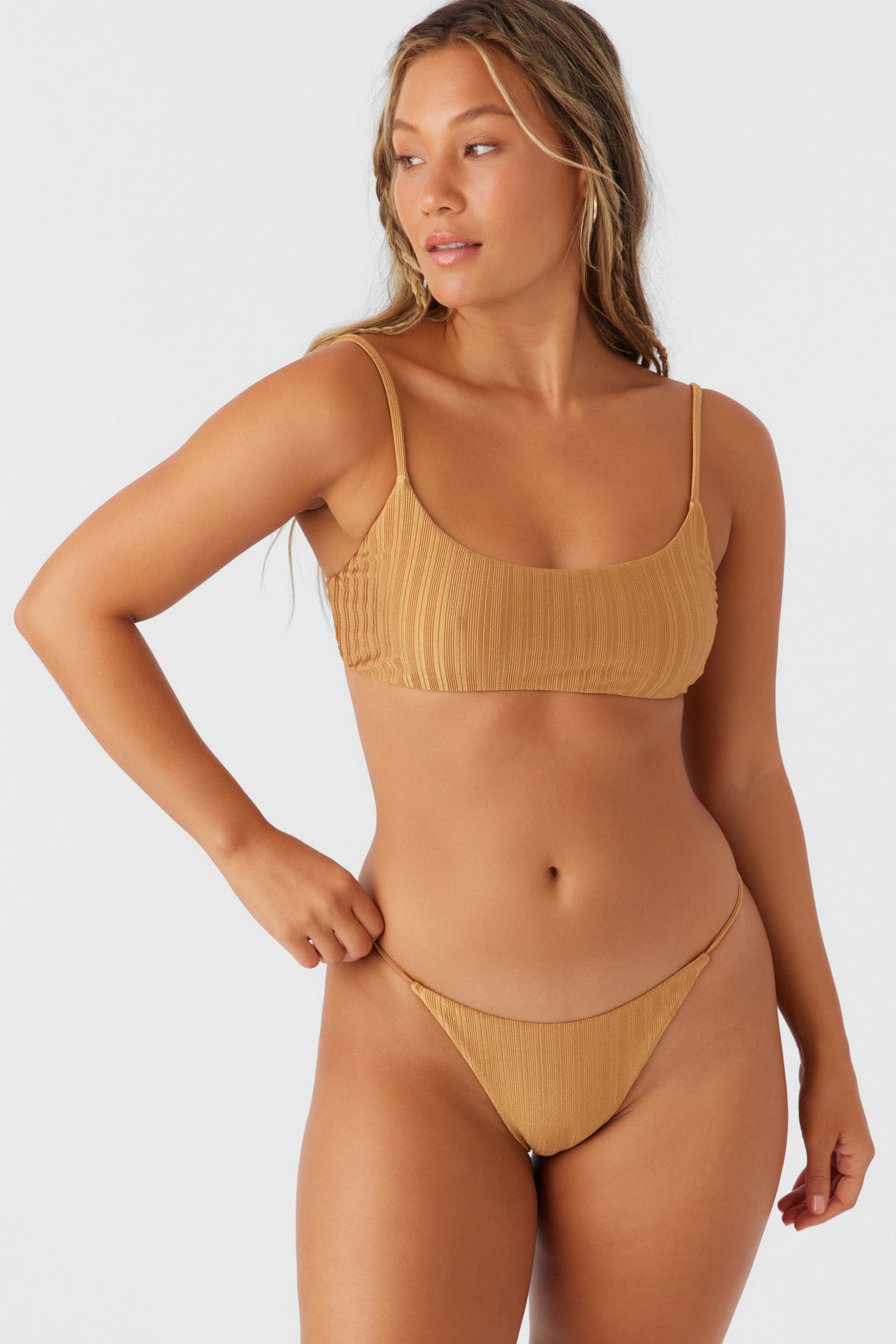 MIZI METALLIC RIB SURFSIDE BRALETTE TOP