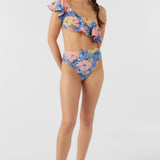 Jadia Floral Mission Beach Ruffle One Shoulder Top