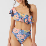 Jadia Floral Mission Beach Ruffle One Shoulder Top