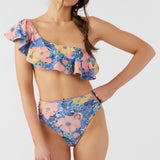 Jadia Floral Mission Beach Ruffle One Shoulder Top
