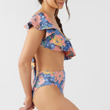 Jadia Floral Mission Beach Ruffle One Shoulder Top