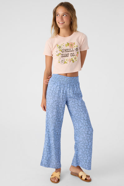 O'Neill Girl's Tommie Beach Pant - Comfortable Casual Pants With Smocked Waist