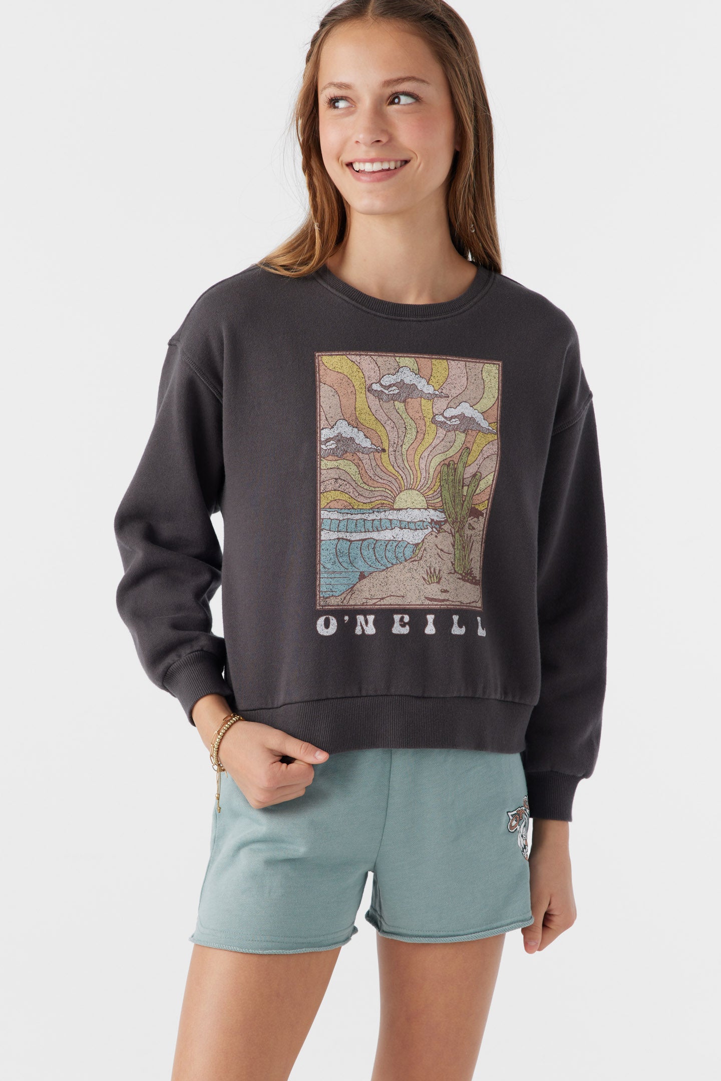 GIRL'S ANA CREW NECK FLEECE PULLOVER