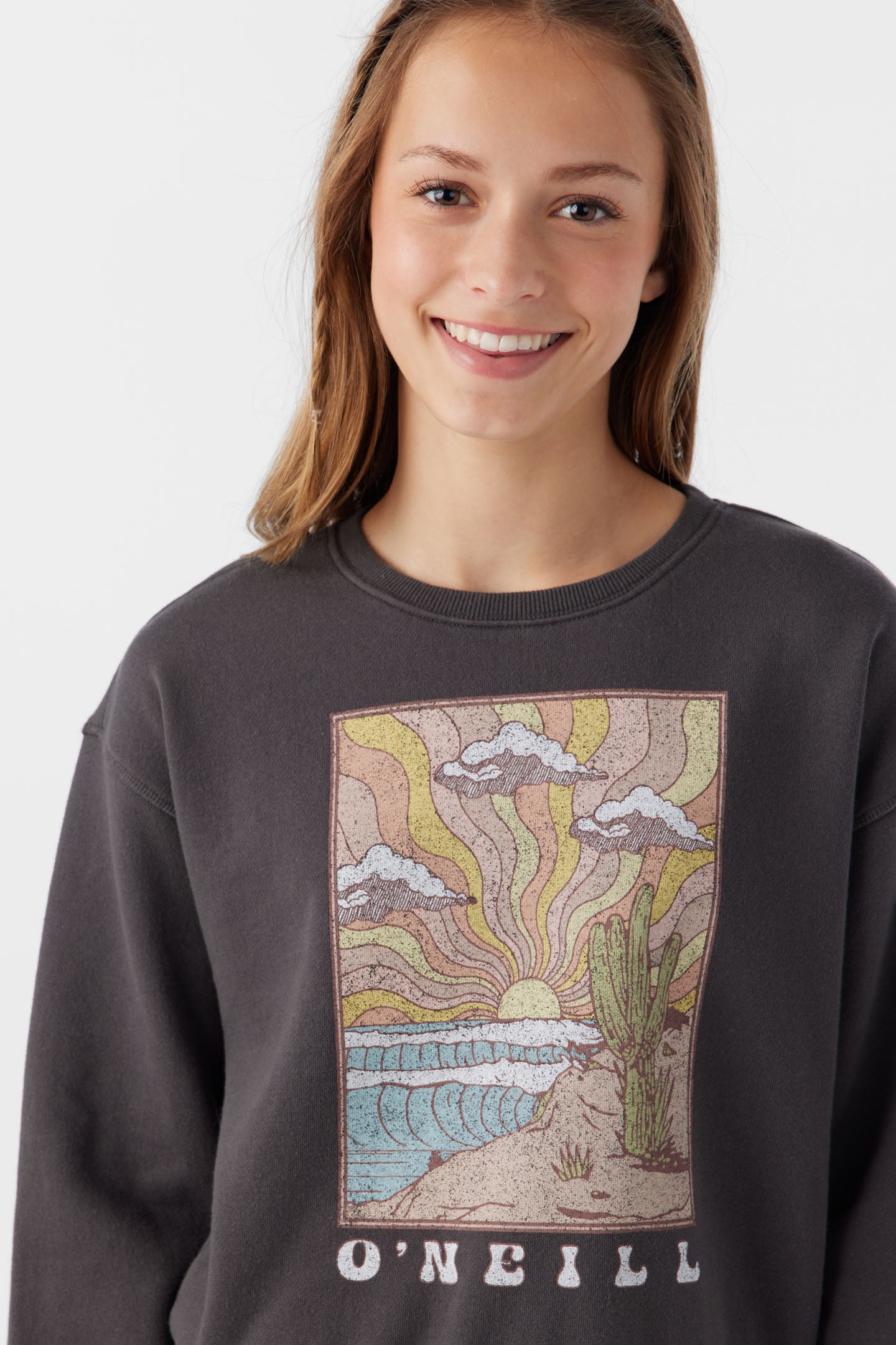 GIRL'S ANA CREW NECK FLEECE PULLOVER