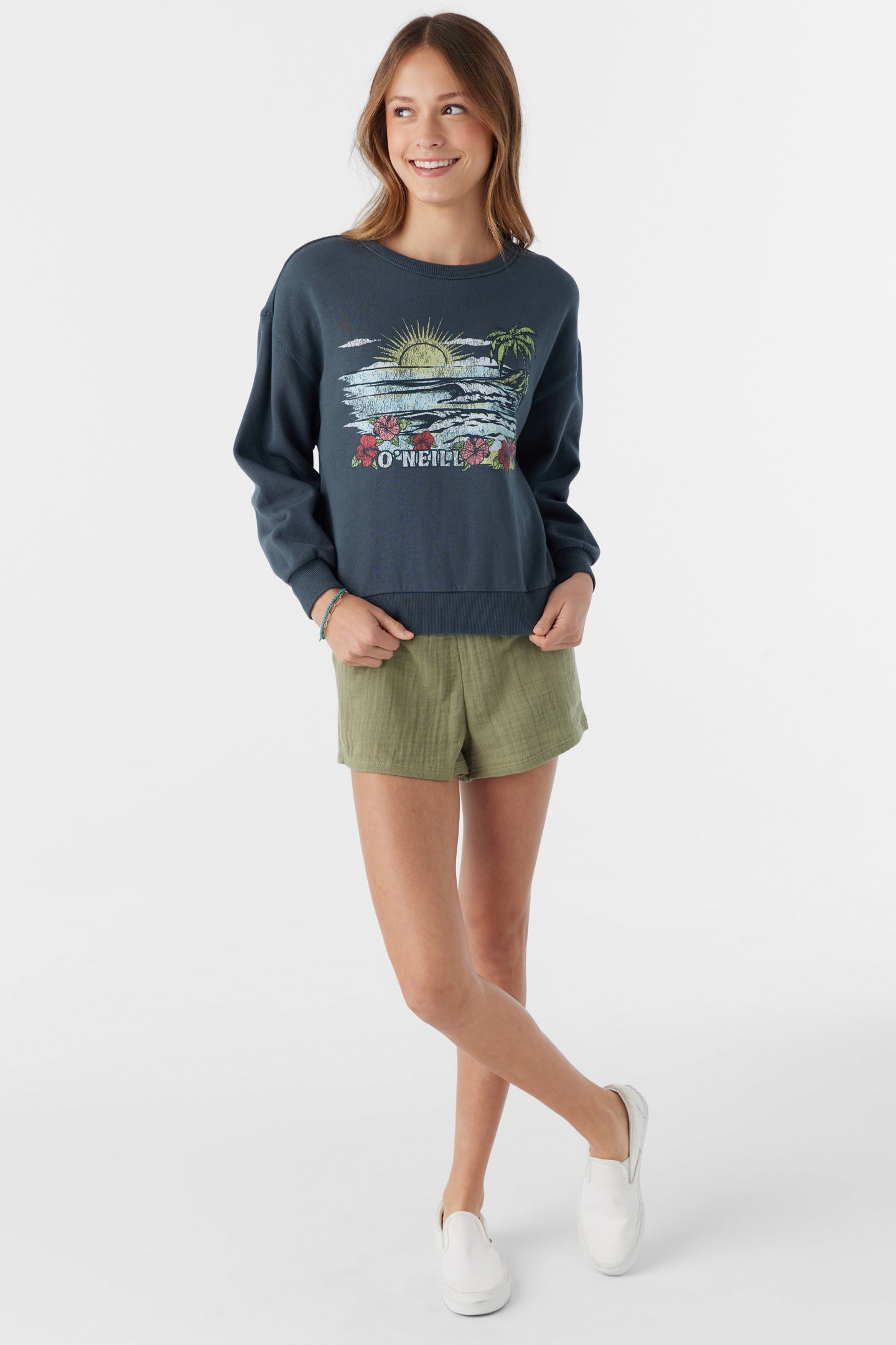 GIRL'S ANA CREW NECK FLEECE PULLOVER