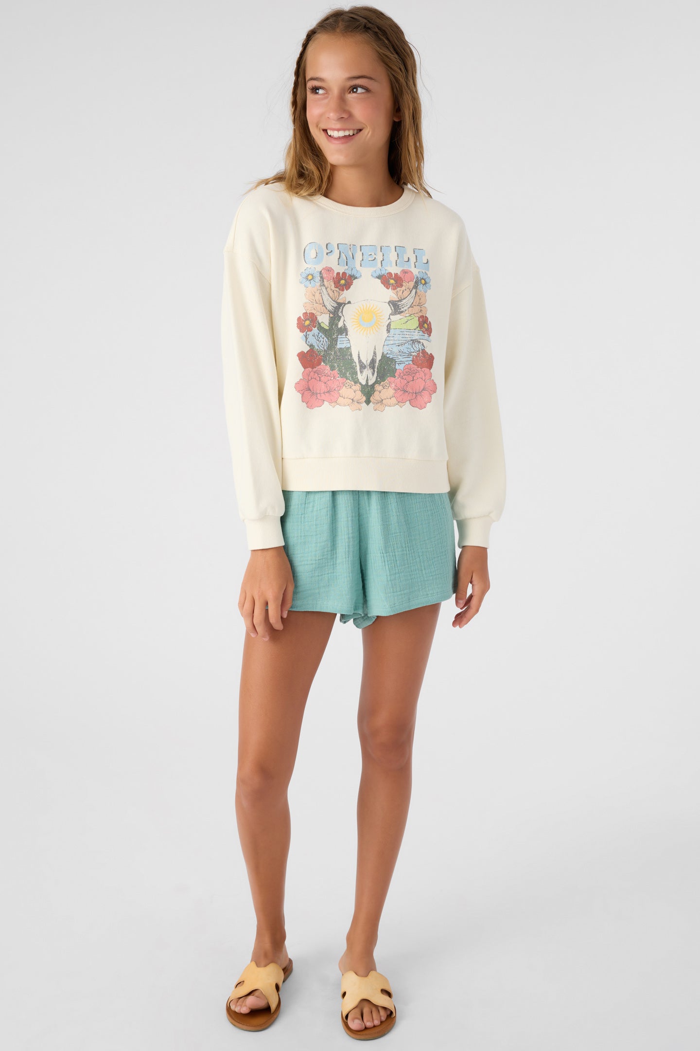 GIRL'S ANA CREW NECK FLEECE PULLOVER