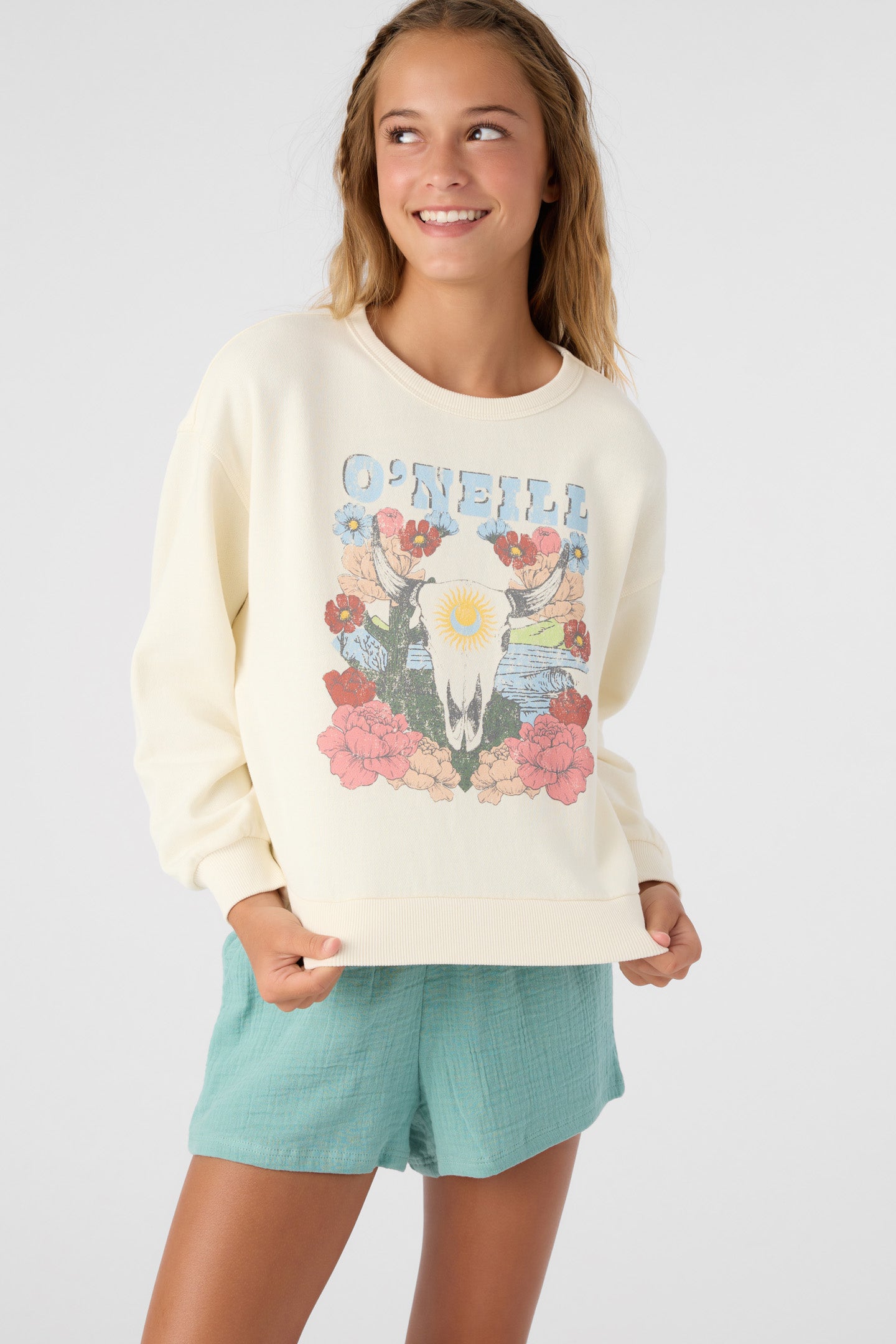 GIRL'S ANA CREW NECK FLEECE PULLOVER