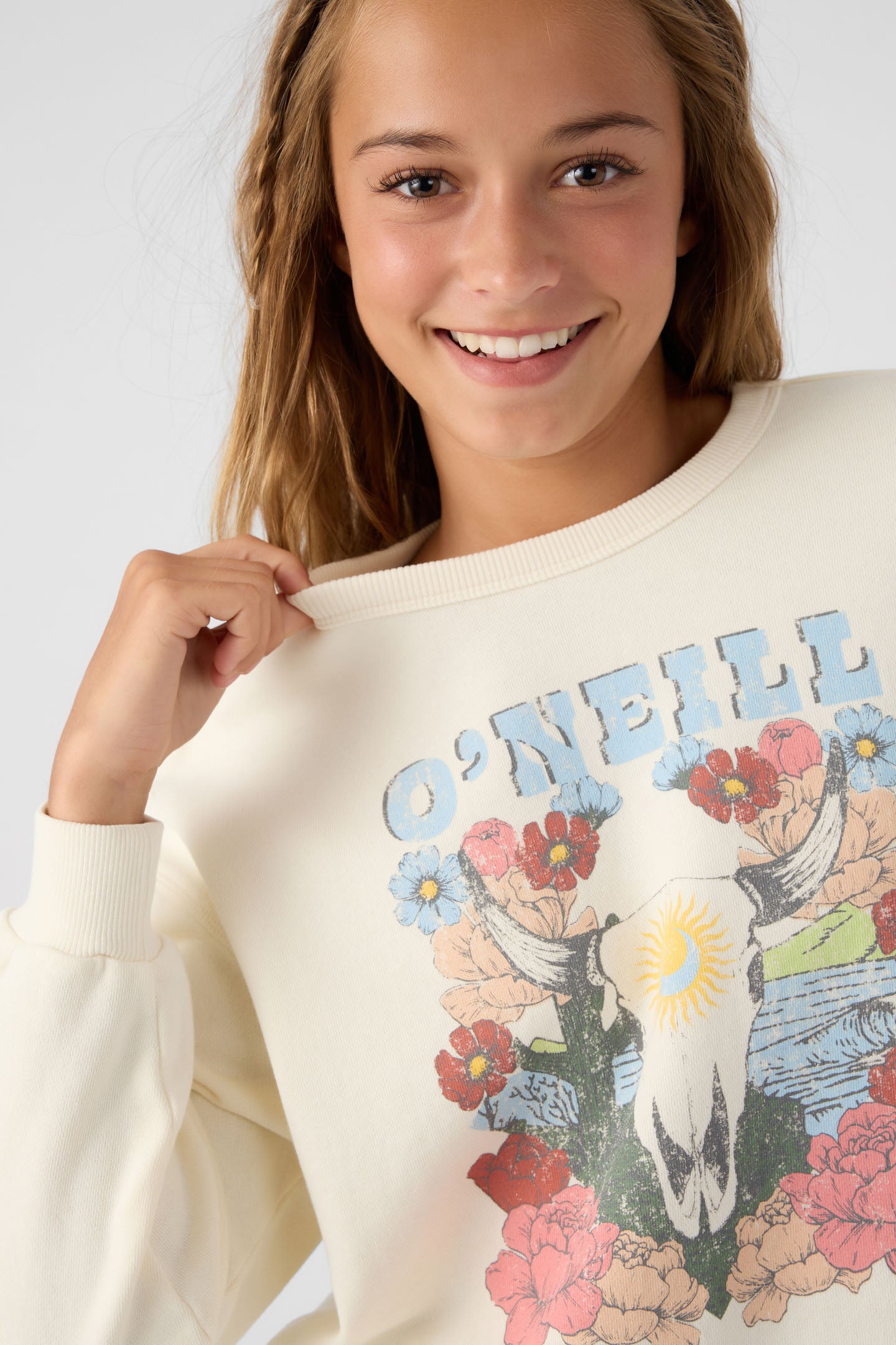 GIRL'S ANA CREW NECK FLEECE PULLOVER