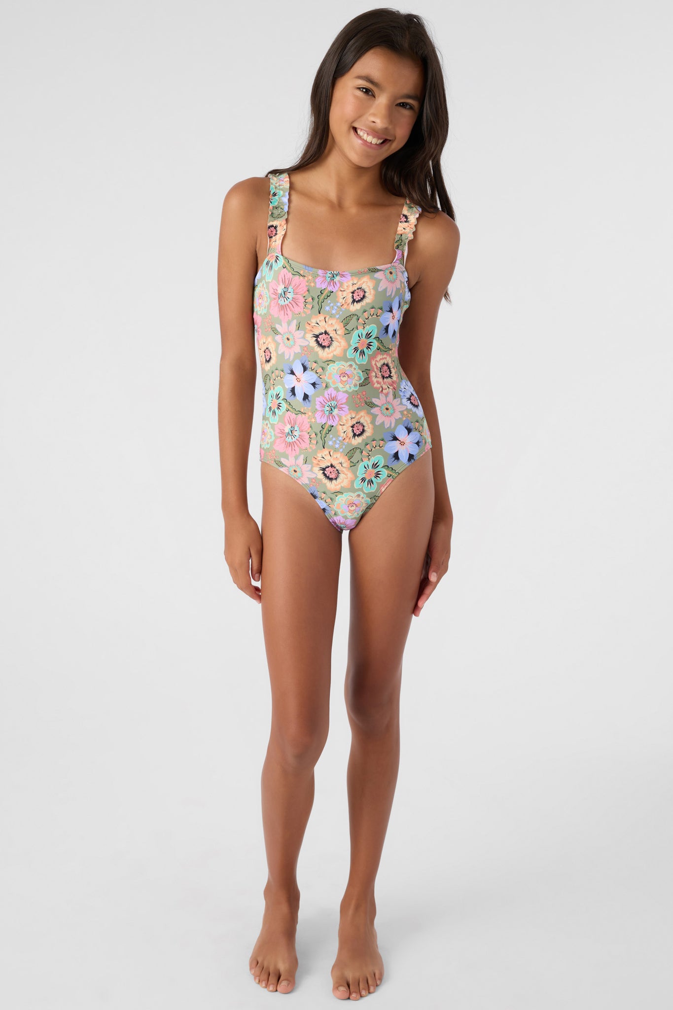 GIRL'S TALITHA FLORAL RUFFLE ONE-PIECE