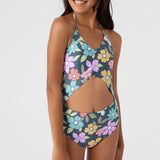 Girl's Layla Floral Cinched One-Piece