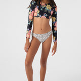 Girl's Kali Floral Long Sleeve Crop Top Swim Set