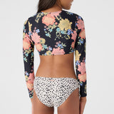 Girl's Kali Floral Long Sleeve Crop Top Swim Set