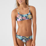Girl's Layla Floral Strappy Side Bralette Swim Set