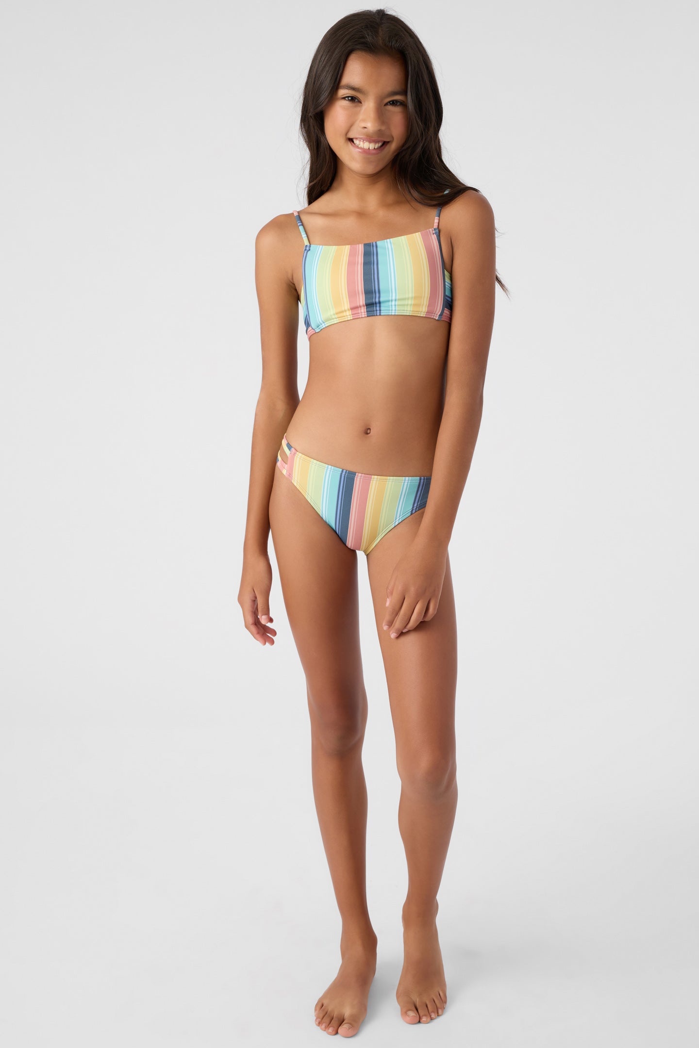 GIRL'S BEACHBOUND STRIPE SQUARE NECK TOP & BOTTOMS