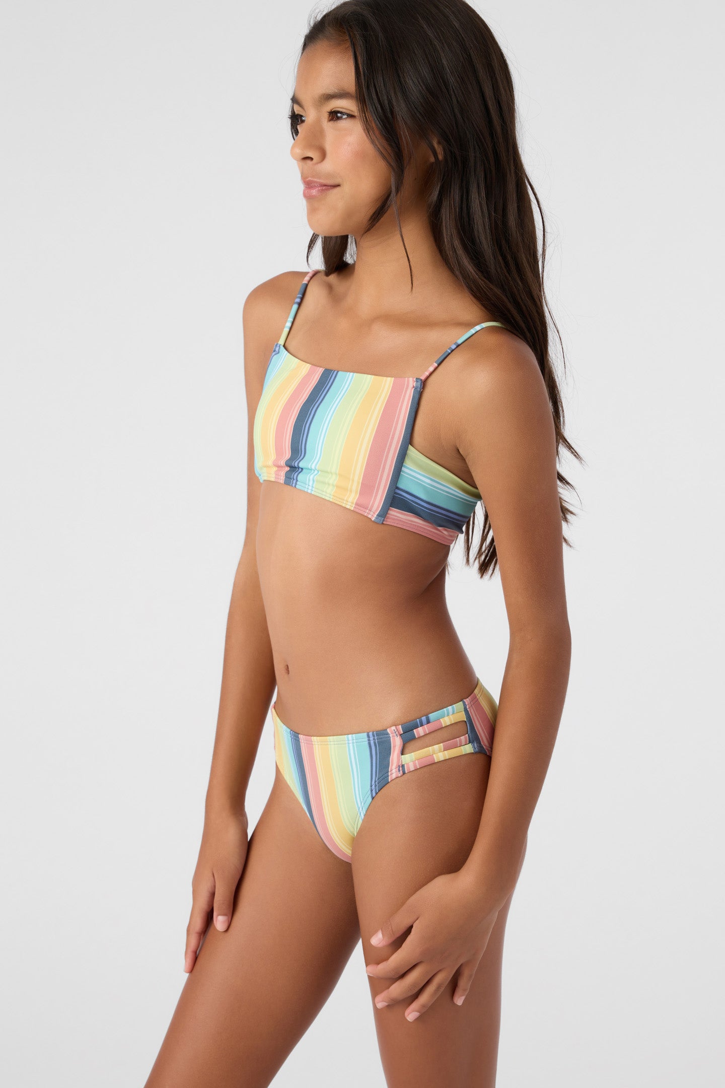 GIRL'S BEACHBOUND STRIPE SQUARE NECK TOP & BOTTOMS