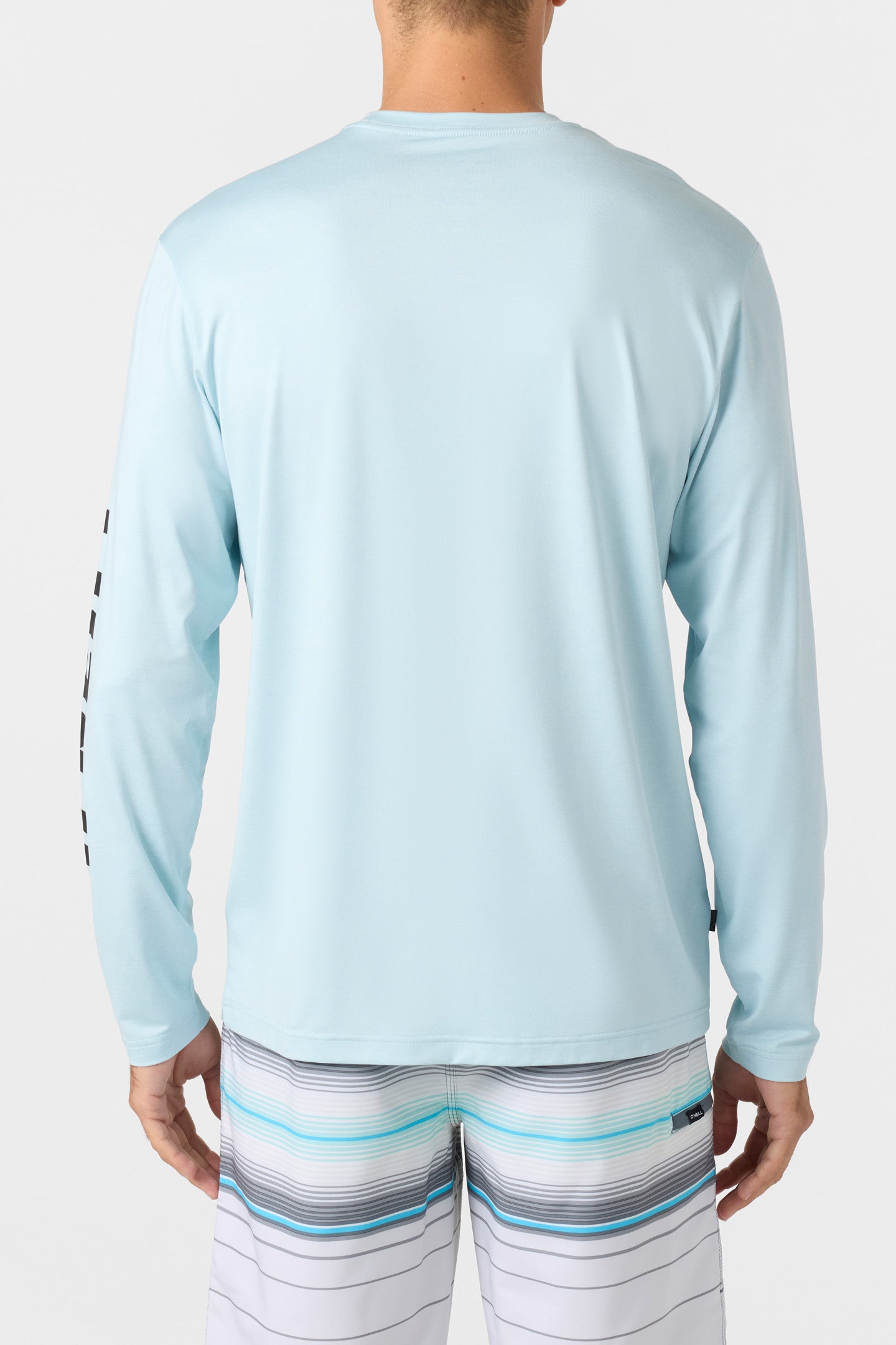 TRVLR Upf Tee - Wordmark Long Sleeve Pullover - Heather Light Blue