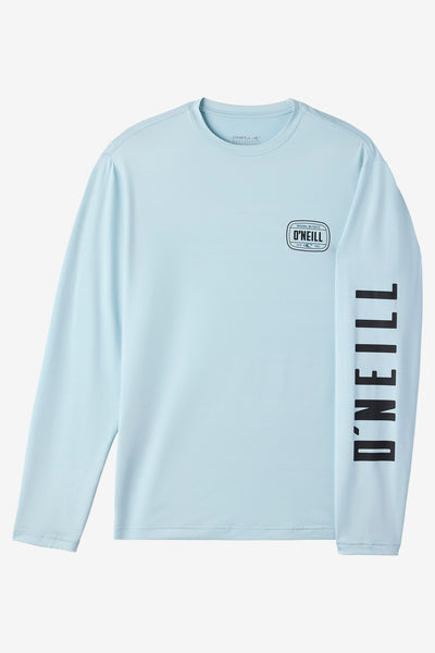 TRVLR Upf Tee - Wordmark Long Sleeve Pullover - Heather Light Blue