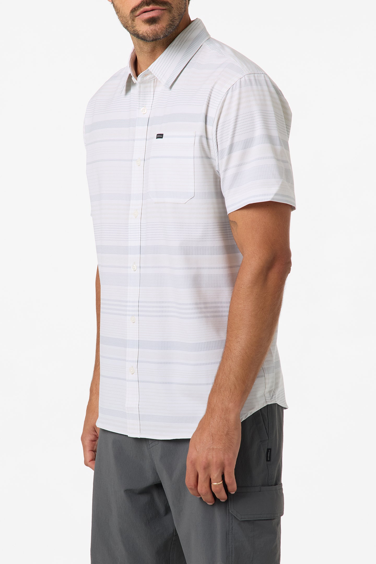 TRVLR Upf Traverse Stripe Standard Standard Fit Shirt - Natural 2
