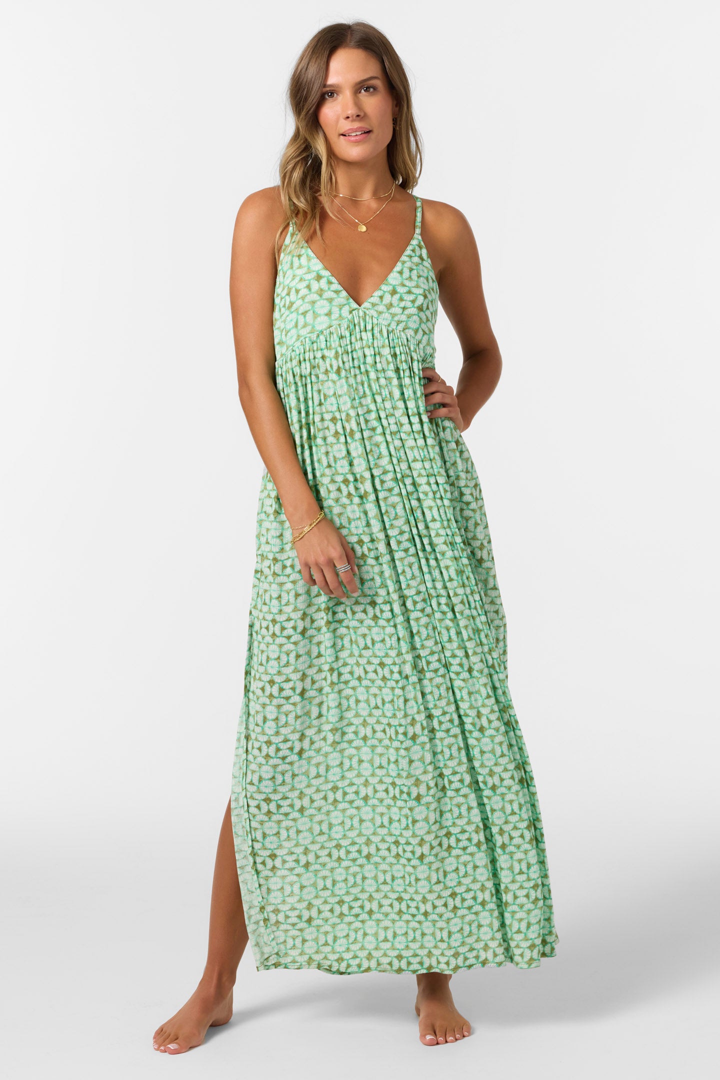 Saltwater Essentials Mel Maxi Printed Dress - Peacock Green
