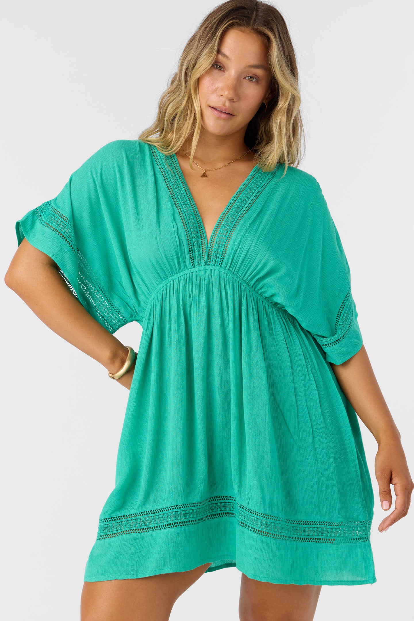 Kleo Woven Cover-Up Dress - Peacock Green