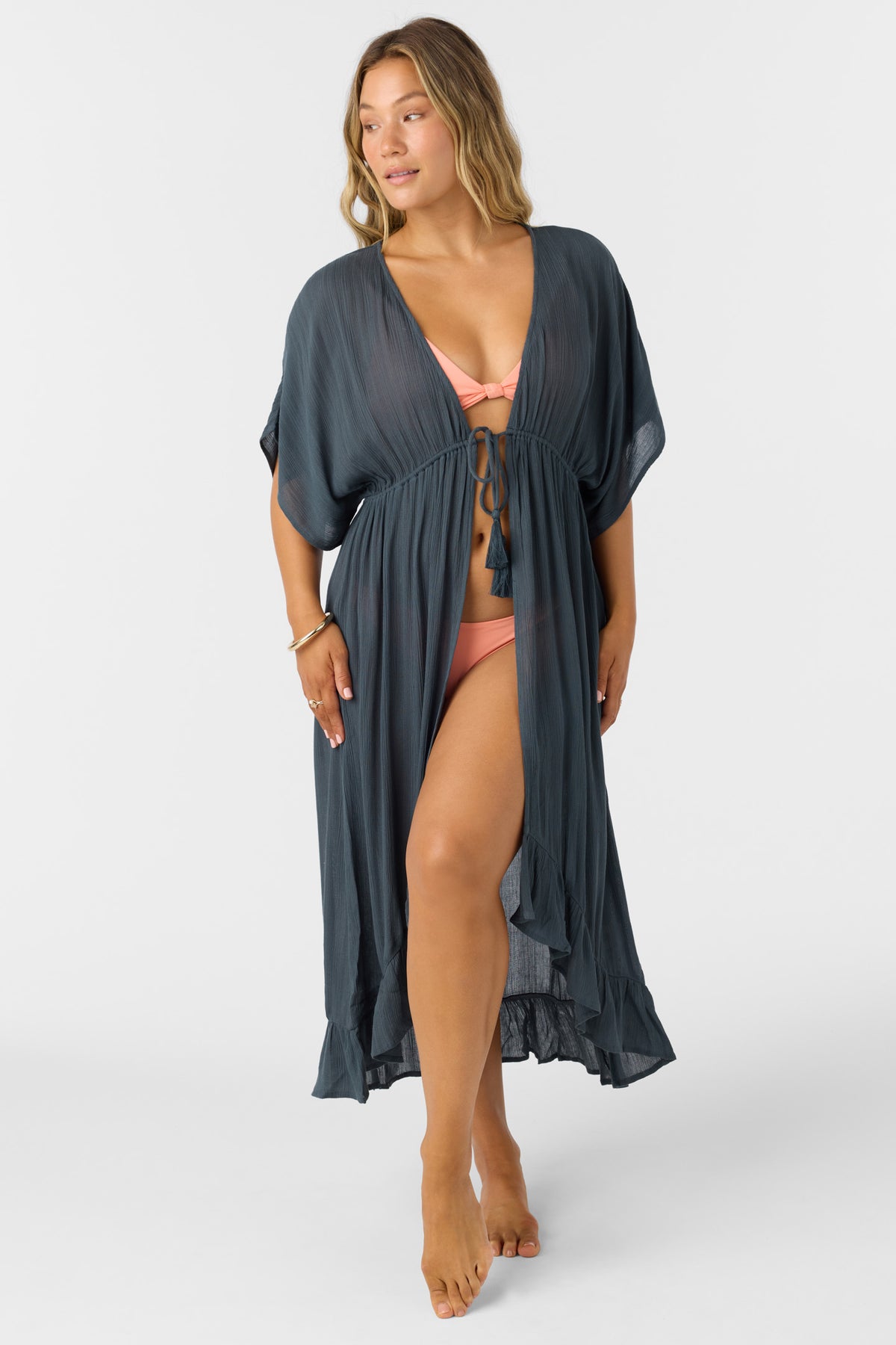 miranda midi cover up dress O'Neill Women's Wilder - Slate straps and 36 1/2 Size:Imported quality: Fishbone rolled edge [500CM] width 3.5 centimeters Long Sleeve Feather Bardot black dress with buttons
