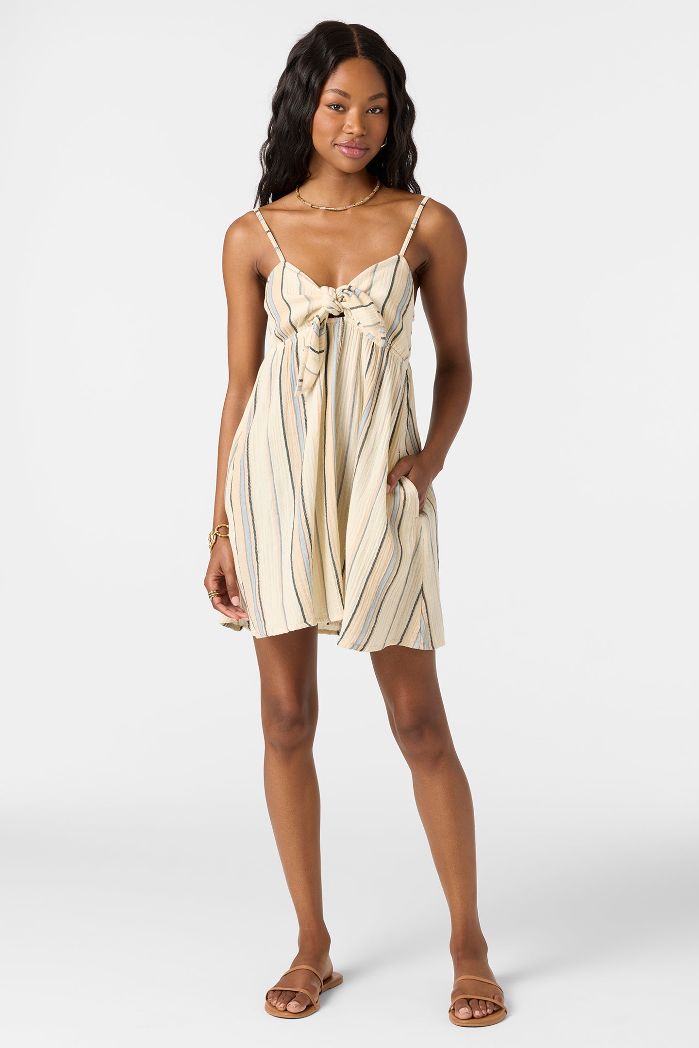Natalya Stripe Short Dress - Tapioca | O'Neill