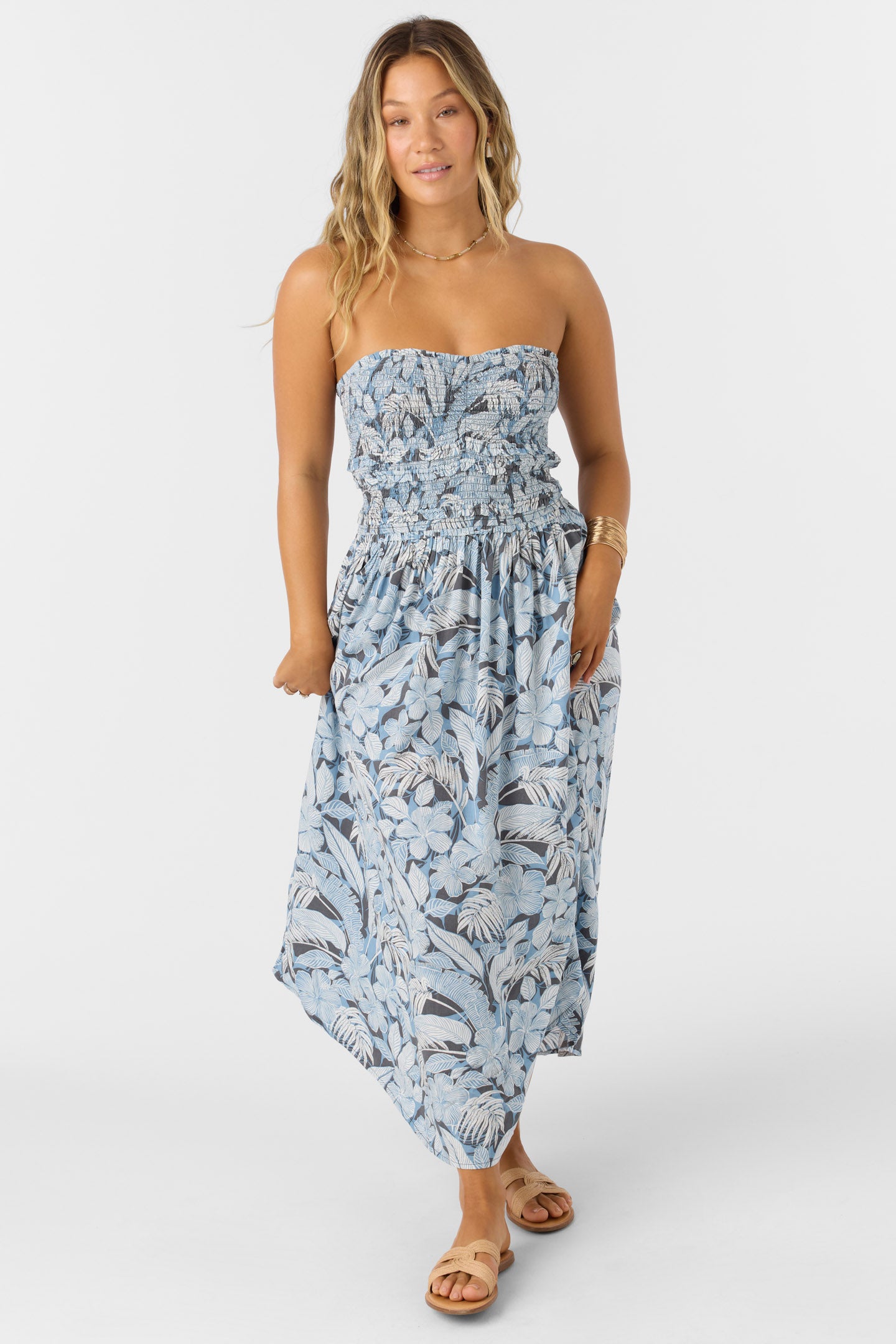 o'neill devyn midi dress O'Neill Womens Devyn Midi Slate X-Small at Amazon Women's Clothing store
