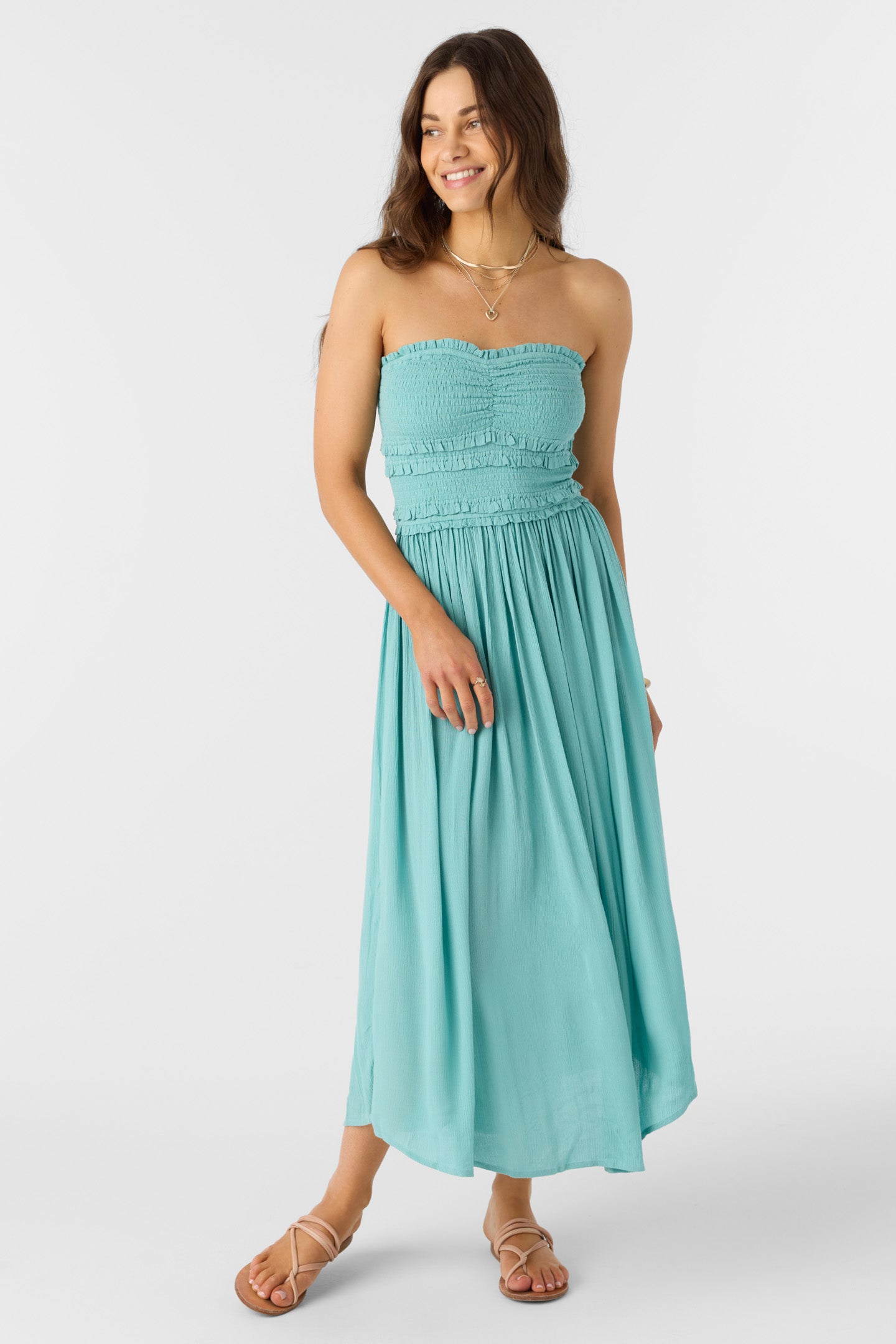 devyn smocked strapless midi dress Devyn Midi Dress L / NILE BLUE