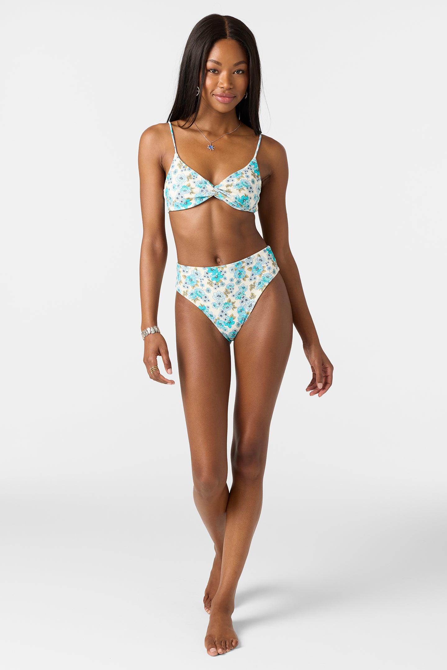 水着・ラッシュガード SISANDI CHEEKY BOTTOM moonlight white Coastal Floral Maxwell Cheeky Bottoms - Blue Mist | O'Neill