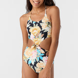 Girl's Mikah Floral Knot Front One-Piece