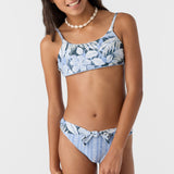 Girl's Palmetto Floral Stripe Tie Back Bralette Set