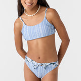 Girl's Palmetto Floral Stripe Tie Back Bralette Set