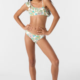 Girl's Cara Floral Asymm Ruffle Bralette Top Set