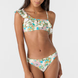 Girl's Cara Floral Asymm Ruffle Bralette Top Set