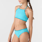 Girl's Dawnbreak Rib Hi-Neck Ruffle Edge Set