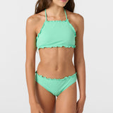 Girl's Dawnbreak Rib Hi-Neck Ruffle Edge Set High Neck Top Set