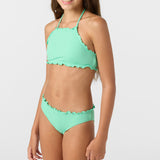 Girl's Dawnbreak Rib Hi-Neck Ruffle Edge Set High Neck Top Set