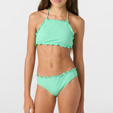 Girl's Dawnbreak Rib Hi-Neck Ruffle Edge Set High Neck Top Set