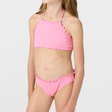 Girl's Dawnbreak Rib Hi-Neck Ruffle Edge Set High Neck Top Set