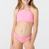 Girl's Dawnbreak Rib Hi-Neck Ruffle Edge Set High Neck Top Set