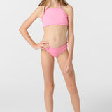 Girl's Dawnbreak Rib Hi-Neck Ruffle Edge Set High Neck Top Set