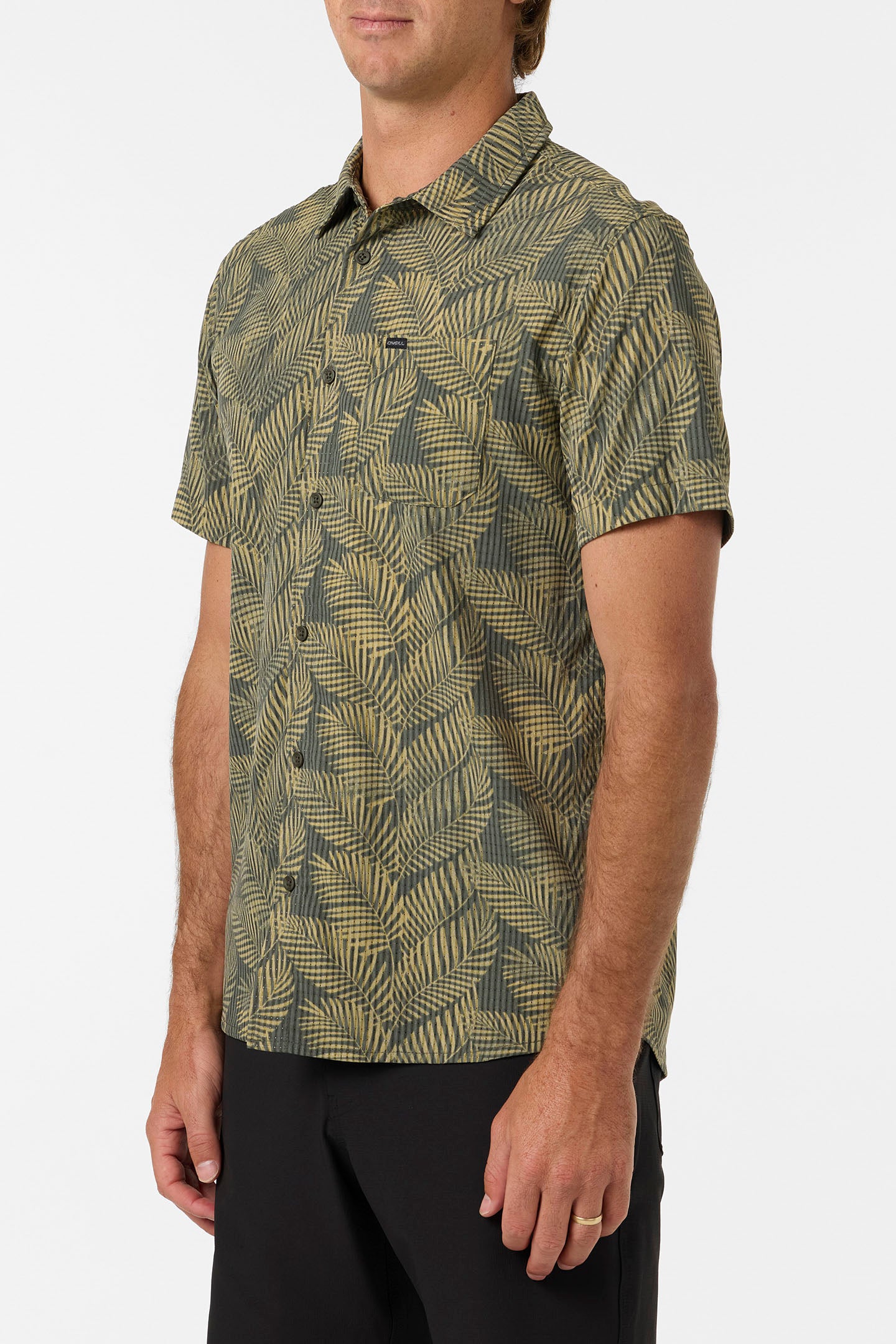 TRVLR Perforated Printed Standard Fit Shirt - Dark Olive | O'Neill
