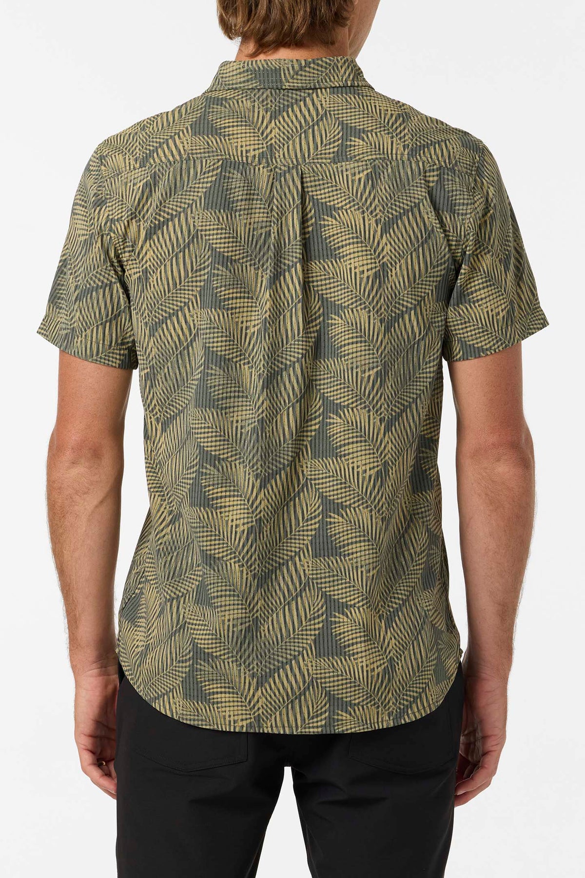 TRVLR Perforated Printed Standard Fit Shirt - Dark Olive | O