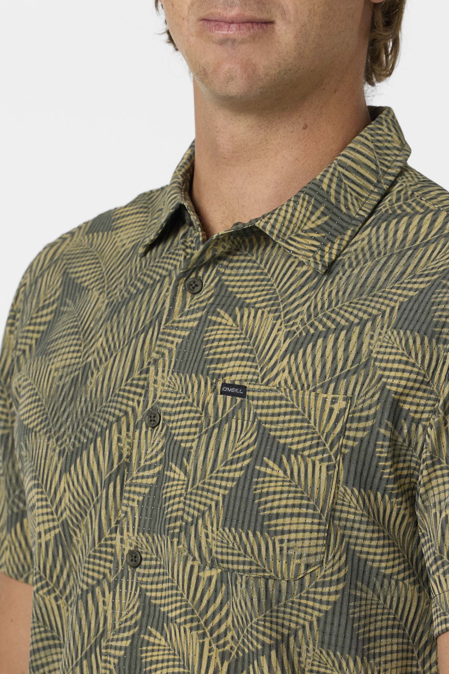 TRVLR Perforated Printed Standard Fit Shirt - Dark Olive | O'Neill
