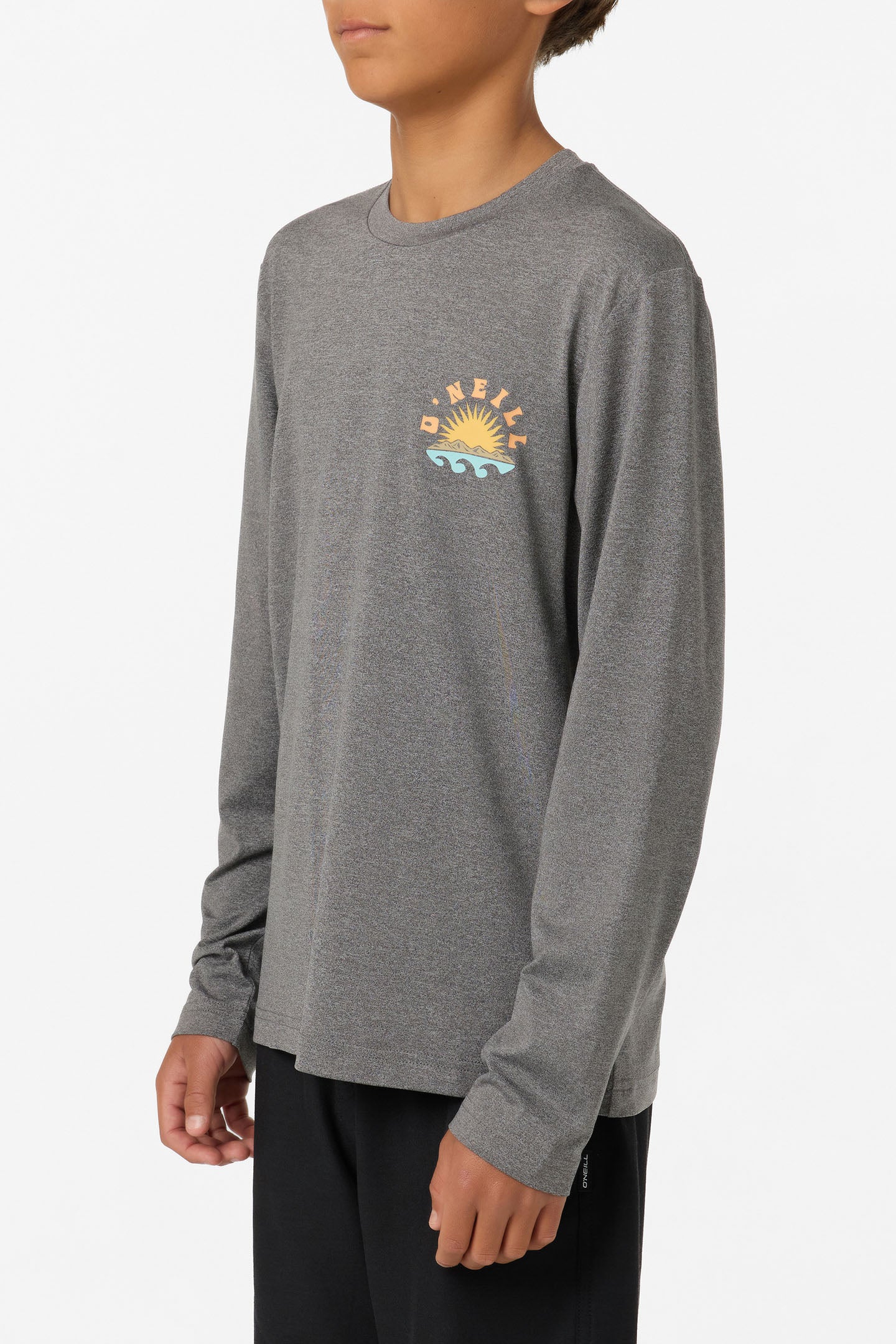 Boy's Solar Scenic Upf Ls Tee Long Sleeve Tee - Gargoyle Melange