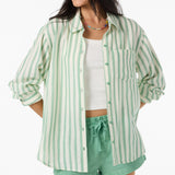 Leni Stripe Relaxed Long Sleeve Top - Green | O'Neill