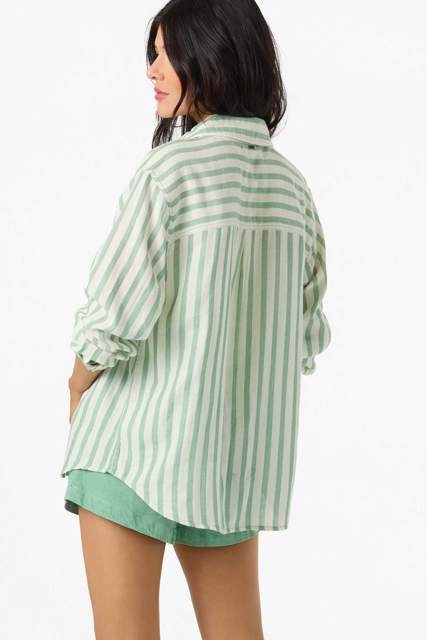 Leni Stripe Relaxed Shirt Long Sleeve Top - Green | O'Neill