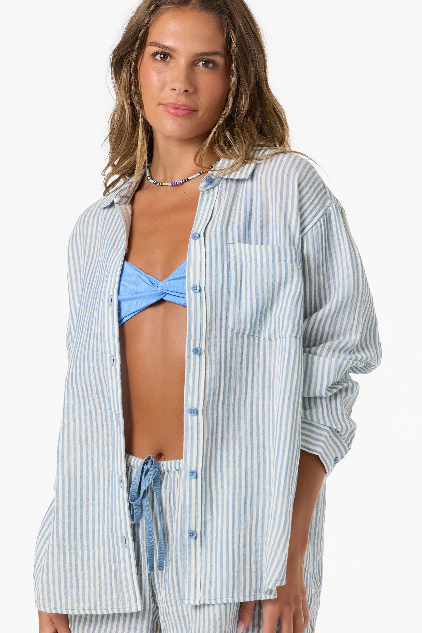Leni Stripe Relaxed Shirt Long Sleeve Top - Tofu | O'Neill