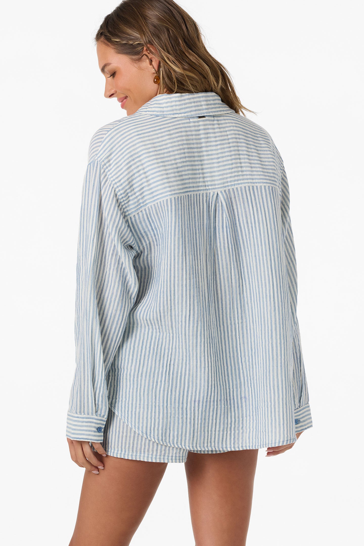 トップス TECH BUTTON DOWN SHIRT L/S STRIPE Leni Stripe Relaxed Shirt Long Sleeve Top - Tofu | O'Neill
