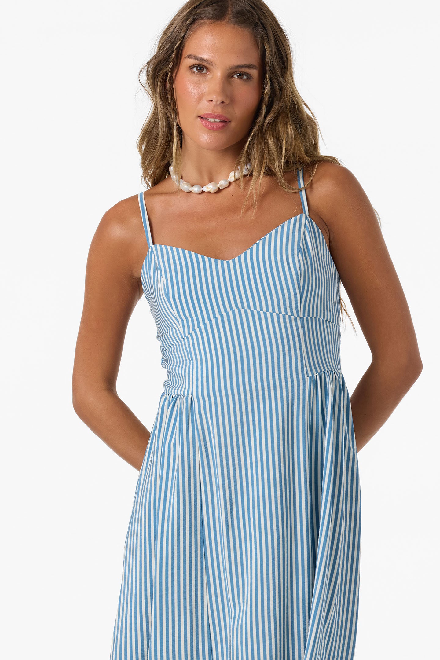 O'Neill Women's Linden Stripe Sweetheart Neck Dress - Tofu - Size XL